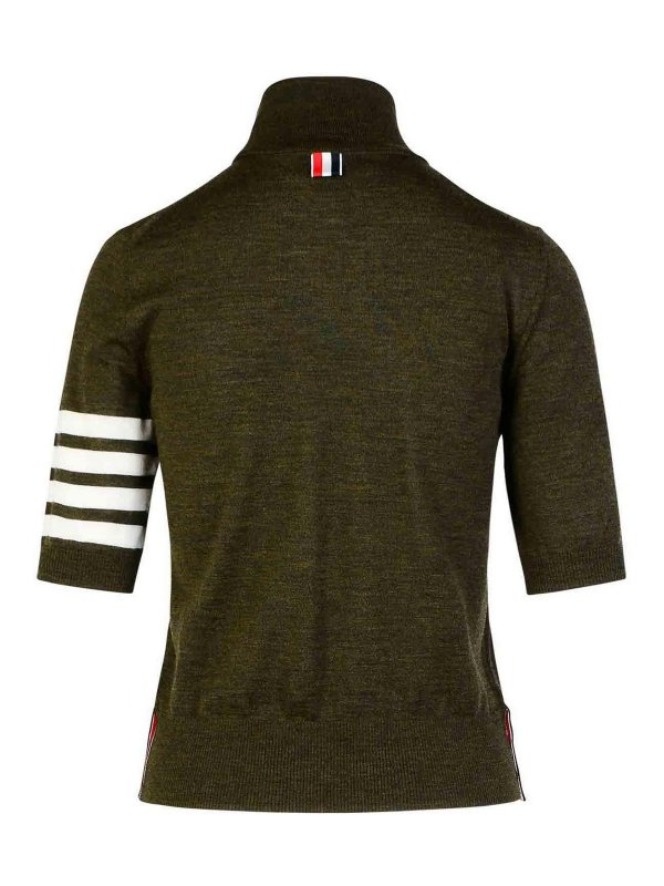 THOM BROWNE: Turtlenecks & Polo necks online - 4-Bar Green Wool Turtleneck Sweater