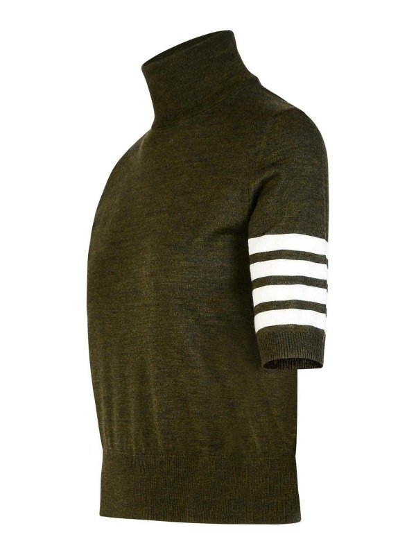 The Best Shops THOM BROWNE: Turtlenecks & Polo necks - 4-Bar Green Wool Turtleneck Sweater