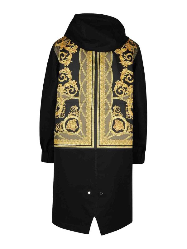 VERSACE: cappotti trench online - Trench in cotone nero