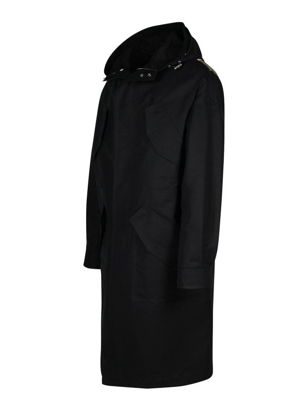 The Best Shops VERSACE: cappotti trench - Trench in cotone nero