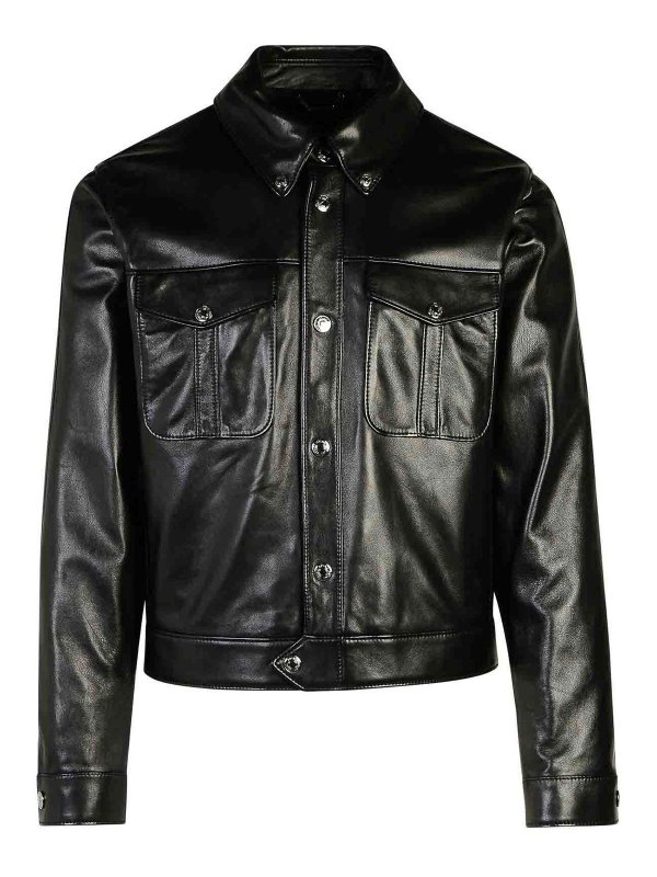 VERSACE: leather jacket - Black Leather Jacket