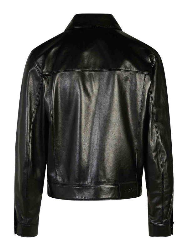 VERSACE: leather jacket online - Black Leather Jacket