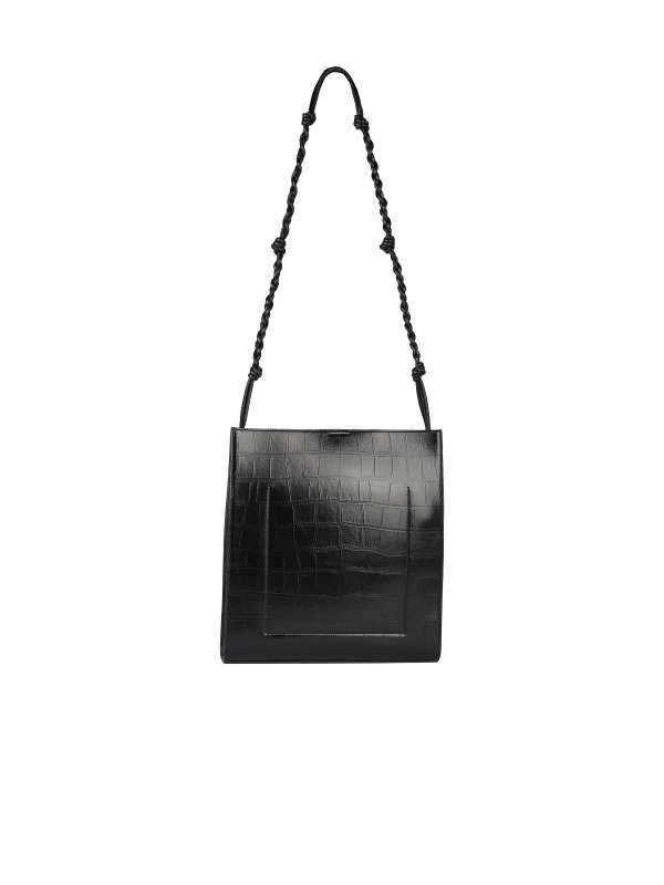 The Best Shops JIL SANDER: cross body bags - Medium  Black Leather Crossbody Bag