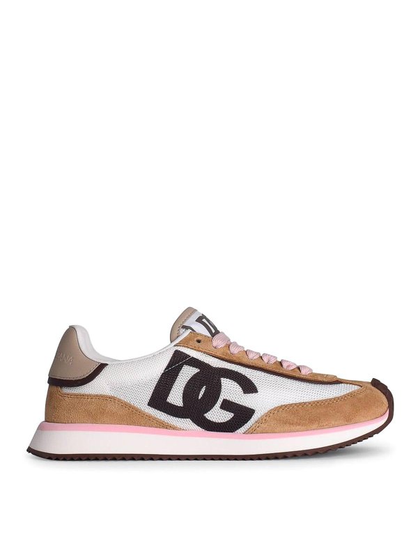 DOLCE & GABBANA: trainers - Dragon Beige Suede Blend Sneakers
