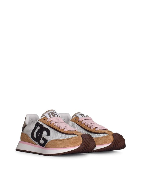 DOLCE & GABBANA: trainers online - Dragon Beige Suede Blend Sneakers