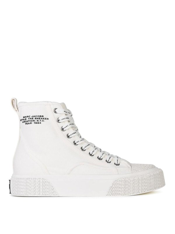 MARC JACOBS: sneakers - Le sneakers alte in tela bianca