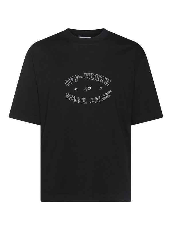 OFF-WHITE: t-shirts - Black Cotton T-Shirt