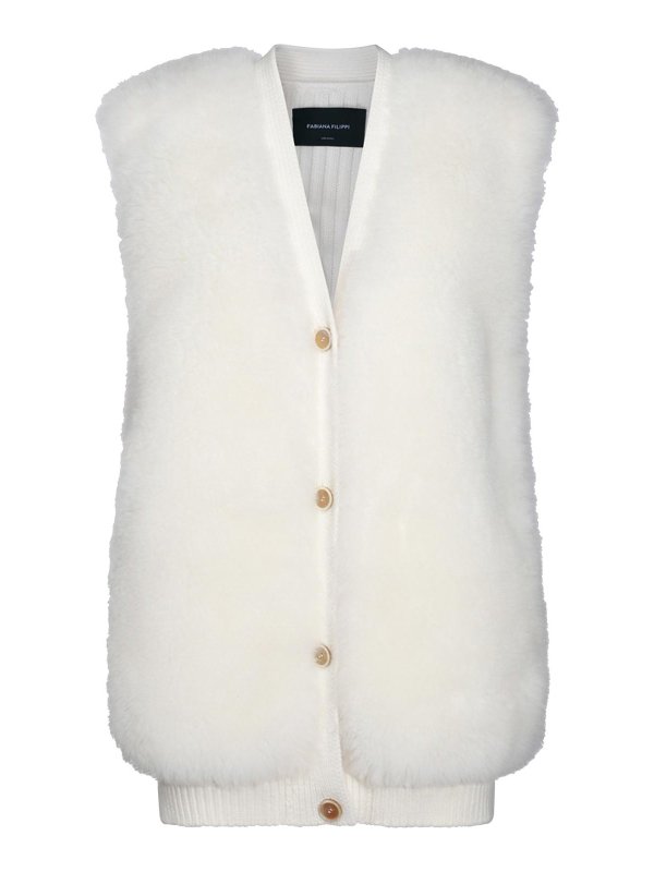 FABIANA FILIPPI: Fur & Shearling Coats - White Wool Casual Jacket