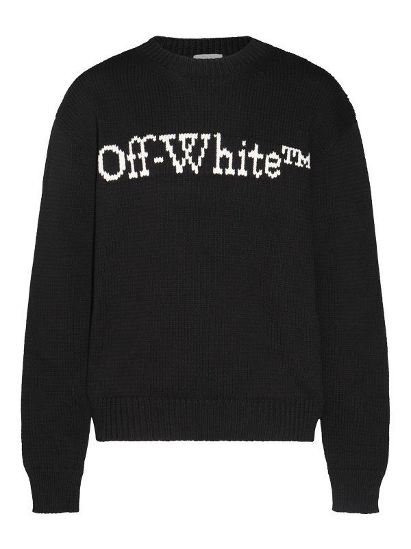 OFF-WHITE: Strickpullover mit Rundhalsausschnitt - Rundhalspullover - Schwarz