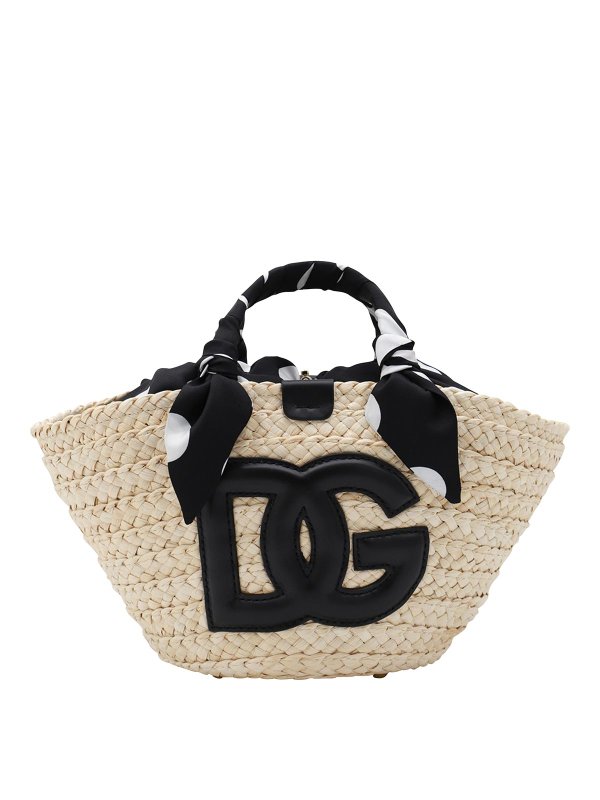 DOLCE & GABBANA: totes bags - Black Raffia Satchel