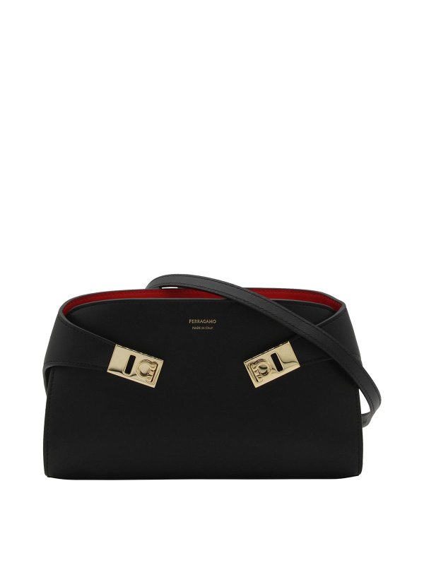 FERRAGAMO: cross body bags online - Black Leather Hug Crossbody Bag