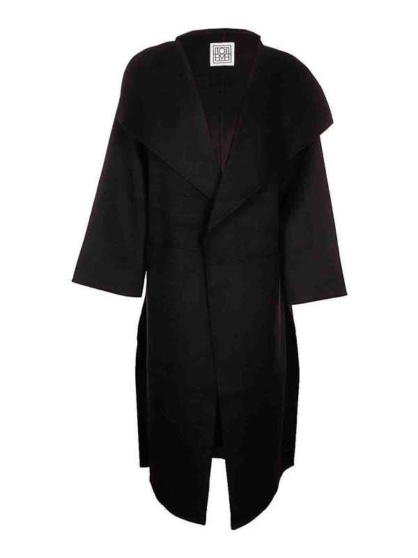 TOTEME: cappotti corti - Cappotto nero in lana oversized