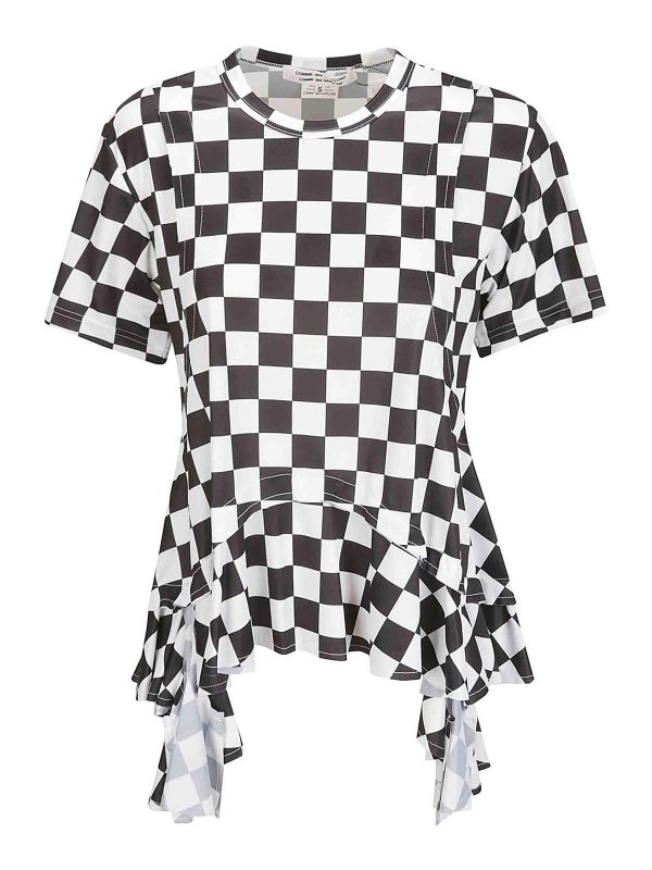COMME DES GARCONS: t-shirts - Checkered pattern crew-neck T-shirt