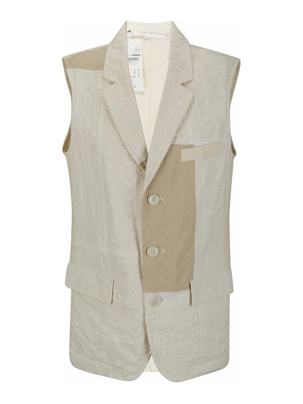 TAO: maglieria gilet - Gilet ricamato in pizzo sangallo