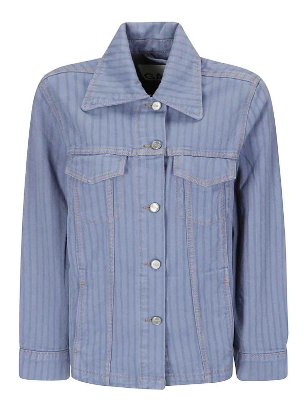 GANNI: denim jacket - Striped denim jacket