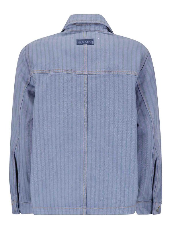 GANNI: denim jacket online - Striped denim jacket