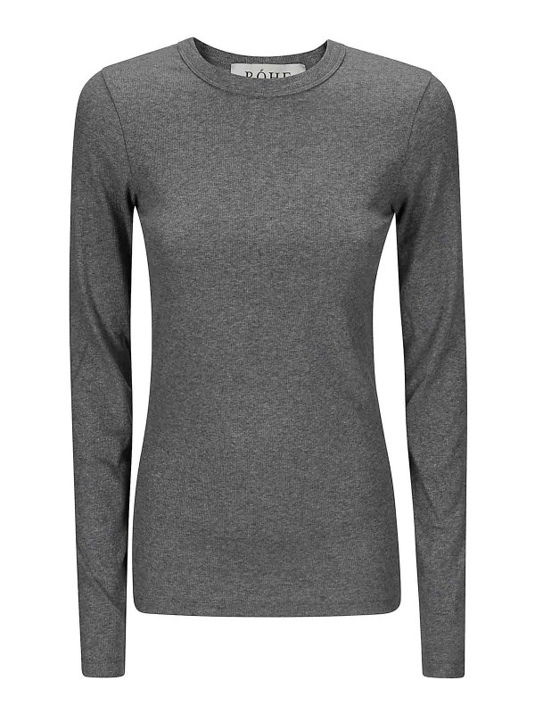 ROHE: Strickpullover mit Rundhalsausschnitt - Rundhalspullover - Grau