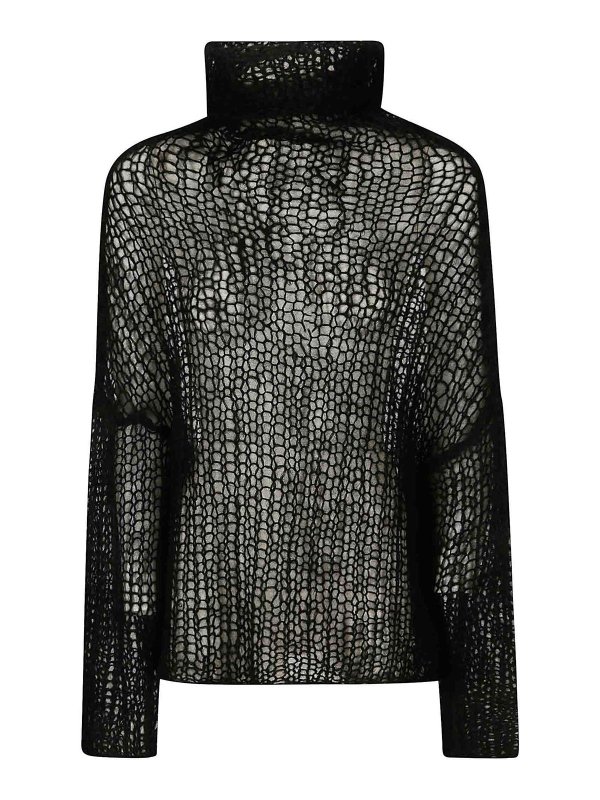 YOHJI YAMAMOTO: maglia a collo alto e polo - Maglione nero a maglia larga