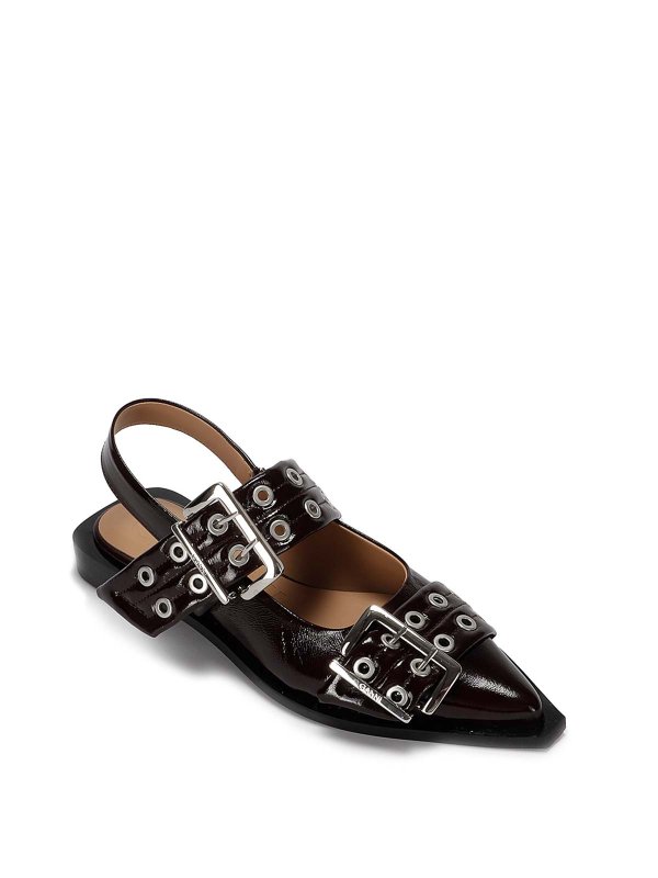 GANNI: ballerine online - Ballerina in pelle lucida