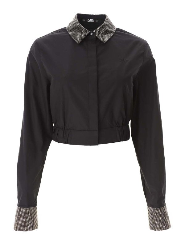 KARL LAGERFELD: shirts - Rhinestone Cropped Shirt