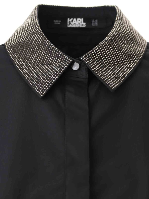 The Best Shops KARL LAGERFELD: shirts - Rhinestone Cropped Shirt