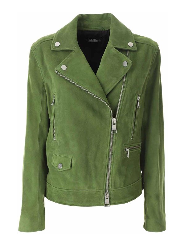 KARL LAGERFELD: casual jackets - Suede Leather Biker Jacket