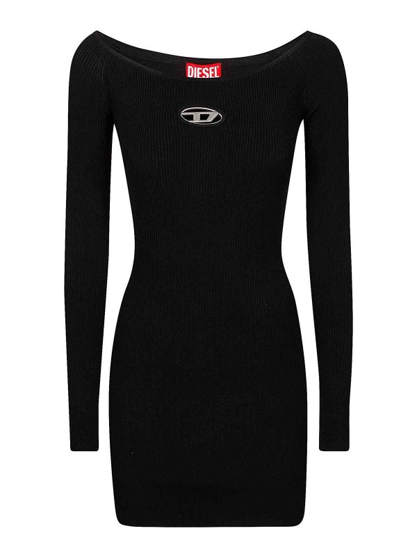 DIESEL: abiti lunghi - M-Vera Abito Logo Manica Lunga