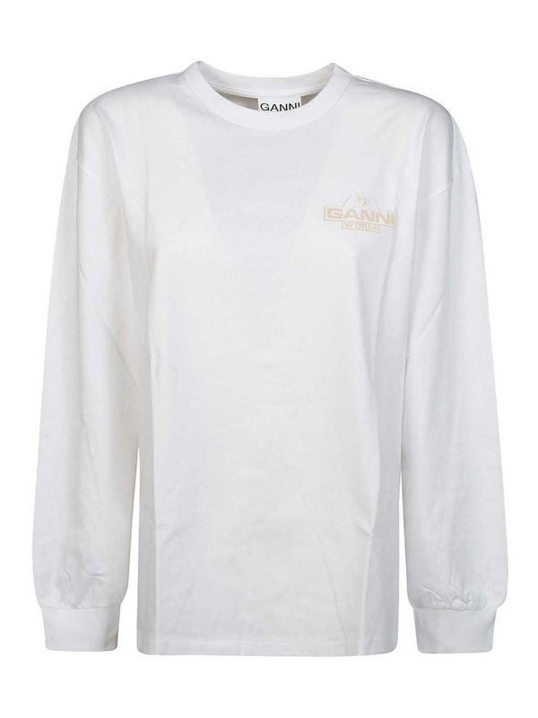 GANNI: T-shirts - T-Shirt - Weiß