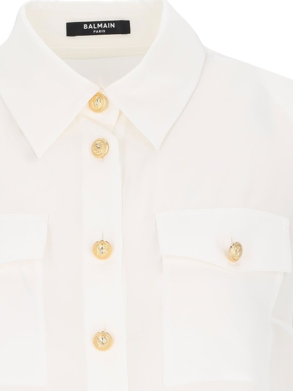 Balmain Silk Shirt White Women DF1HS050SD420FA