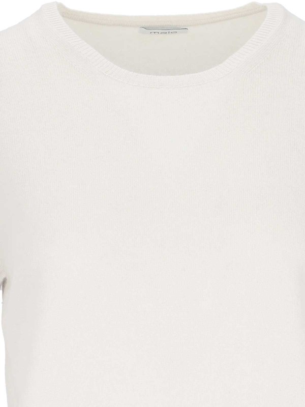 The Best Shops MALO: Strickpullover mit Rundhalsausschnitt - Rundhalspullover - Weiß