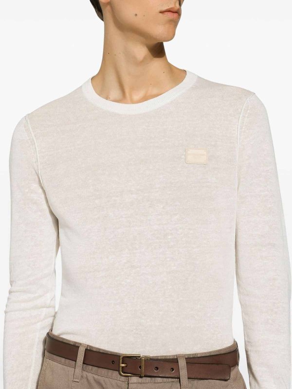 Pull Col Rond - Blanc shop online: DOLCE & GABBANA