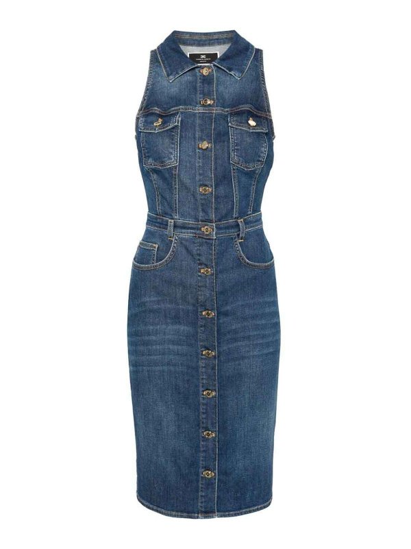 ELISABETTA FRANCHI: knee length dresses - Denim Dress