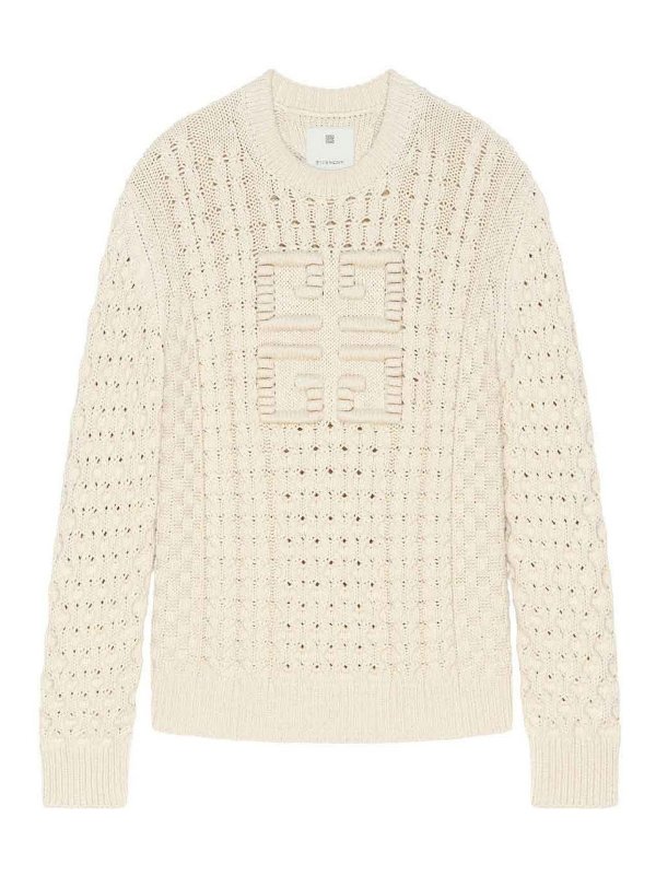 GIVENCHY: Strickpullover mit Rundhalsausschnitt - Rundhalspullover - Creme