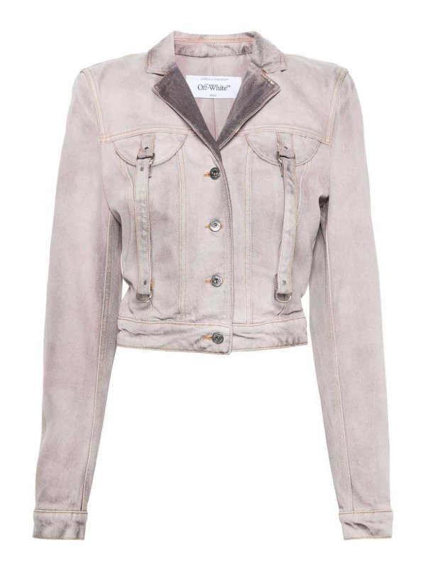 OFF-WHITE: デニムジャケット - デニムジャケット - ライトグレー