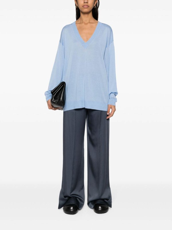 P.A.R.O.S.H.: Strickpullover mit V-Ausschnitt online - V-Pullover - Hellblau