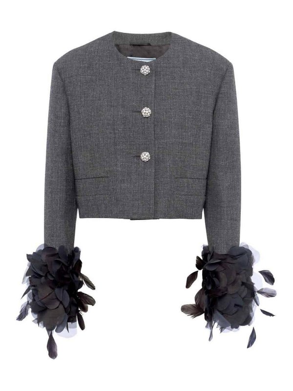 PRADA: casual jackets - Cropped Jacket With Feather