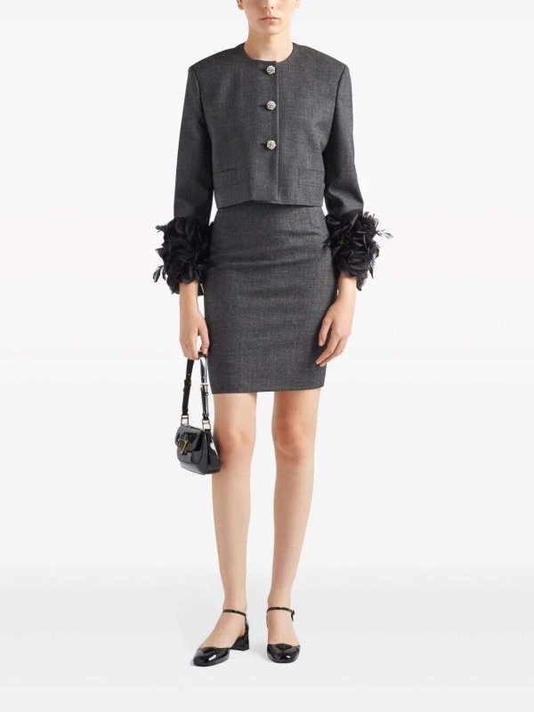 PRADA: casual jackets online - Cropped Jacket With Feather