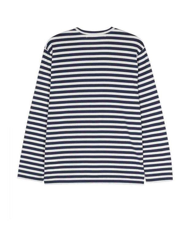 COMME DES GARCONS: t-shirts online - Logo Striped Cotton T-Shirt