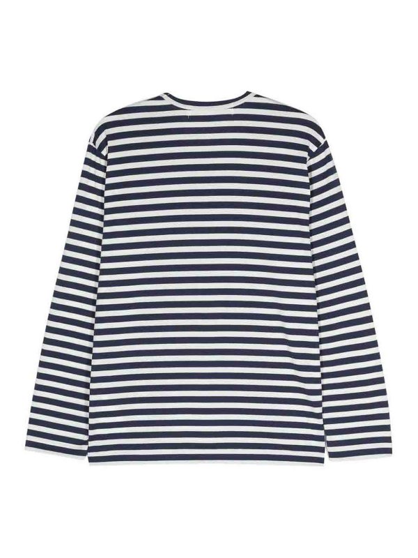 COMME DES GARCONS: t-shirts online - Logo Striped Cotton T-Shirt