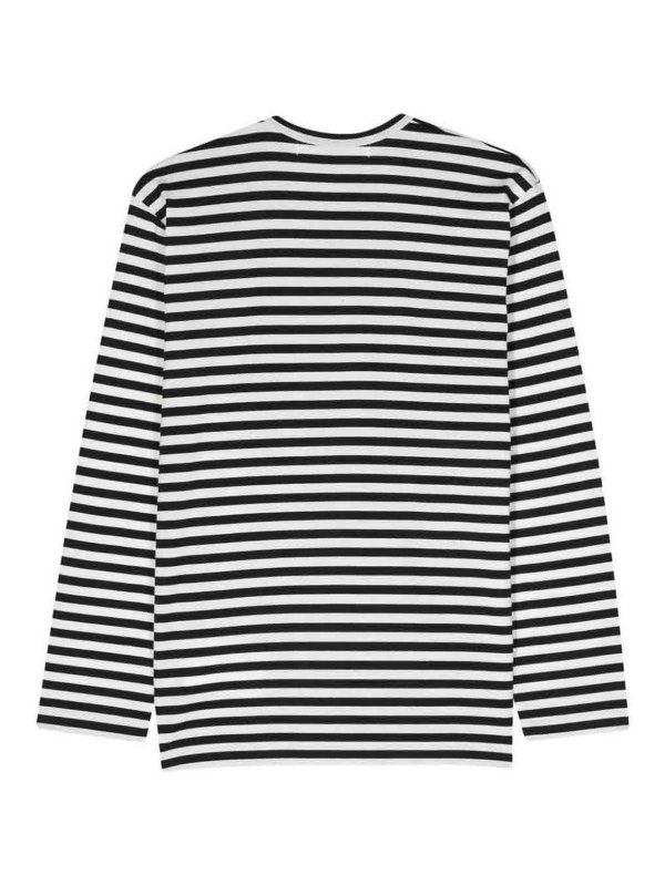 COMME DES GARCONS: t-shirt online - T-shirt in cotone a righe con logo