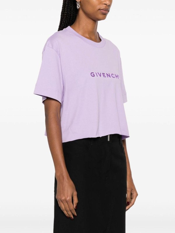 GIVENCHY: t-shirts online - Logo Cotton Cropped T-Shirt
