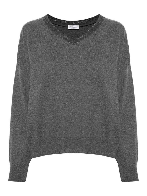 BRUNELLO CUCINELLI: Col en V - Pull À Col V - Gris