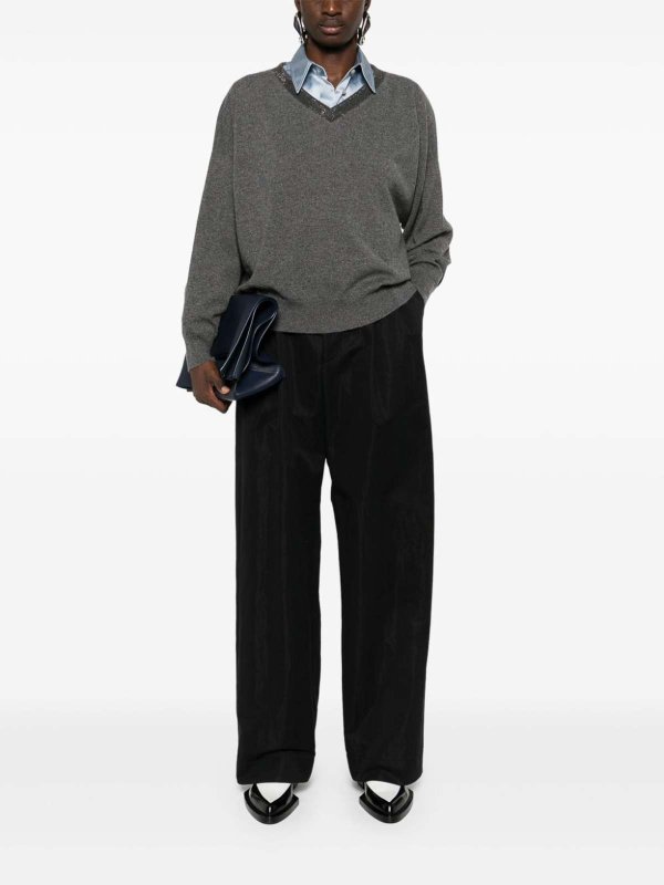 Pull À Col V - Gris shop online: BRUNELLO CUCINELLI