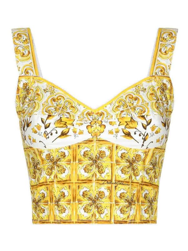 DOLCE & GABBANA: Tops & Tank tops - Maiolica Print Cotton Top