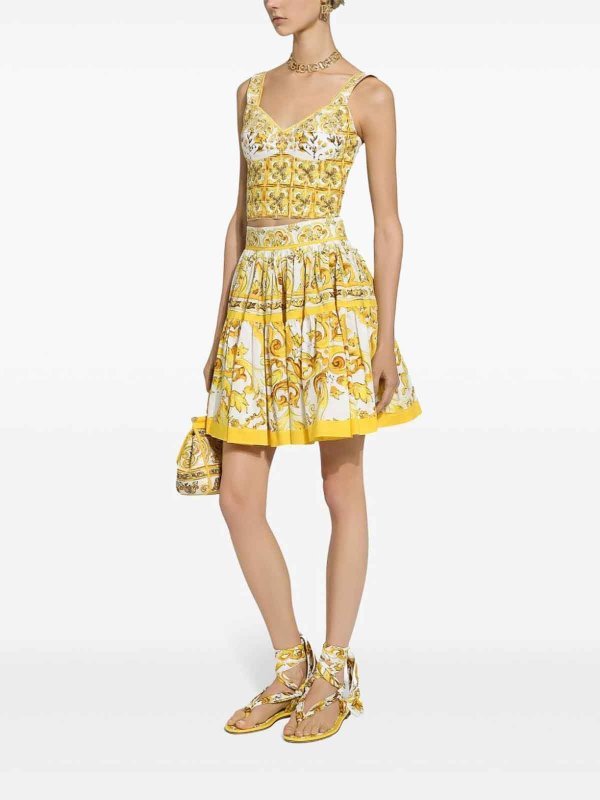 Maiolica Print Cotton Top shop online: DOLCE & GABBANA