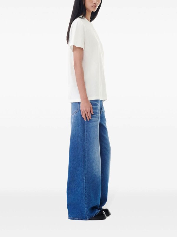 GANNI: t-shirt online - T-shirt in cotone biologico con logo