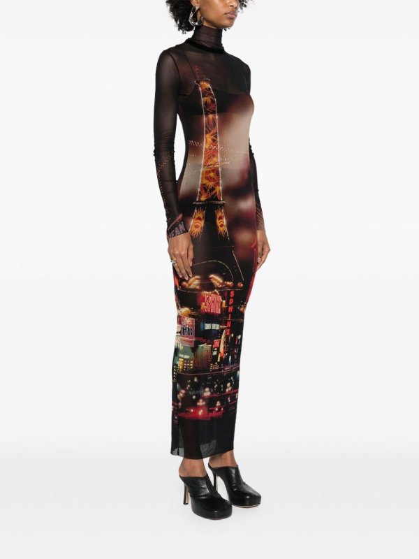 Pigalle Print Long Dress shop online: JEAN PAUL GAULTIER