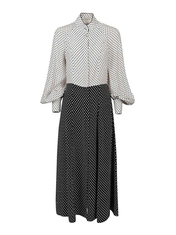 CRIDA: maxi dresses - Polka Dot Silk Midi Dress