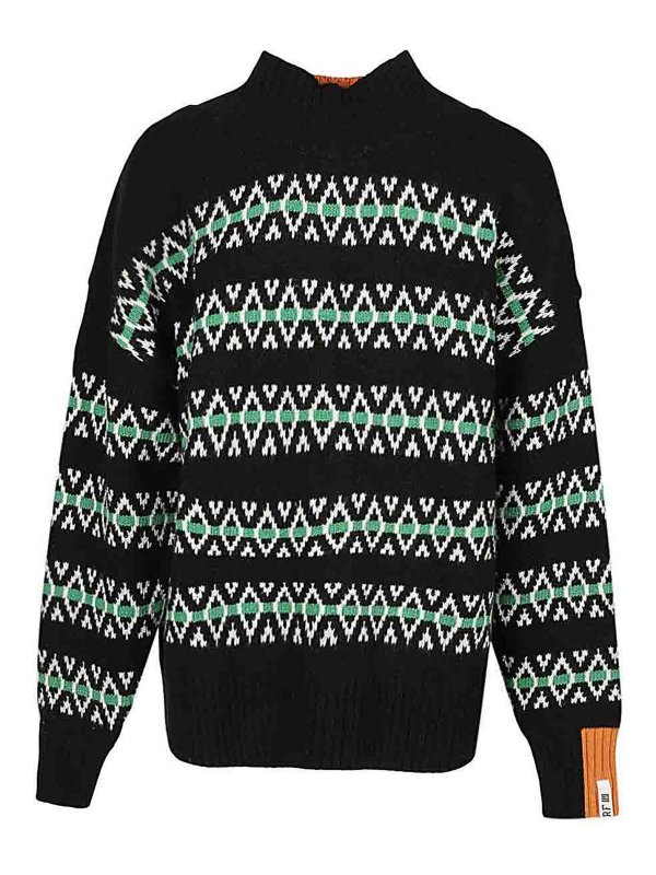 RIGHT FORT: Turtlenecks & Polo necks - Striped High Neck Wool Sweater