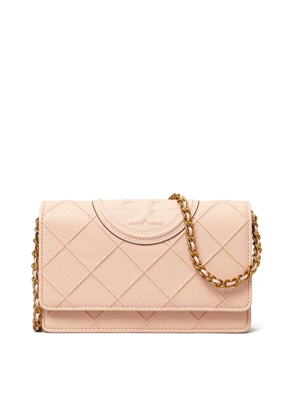 TORY BURCH: clutches - Fleming Leather Wallet On Chain